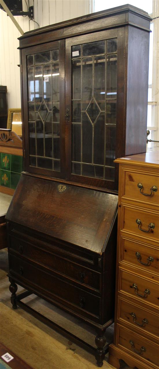 Oak bureau bookcase(-)